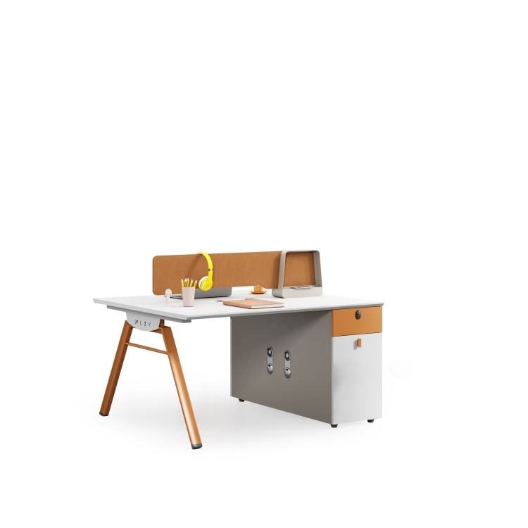 Modern Durable Staff Table-Morandi Orange Color Eco-Friendly Functional Beam Baffle Edge Sealing Panels detail 1