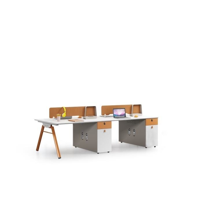 Modern Durable Staff Table-Morandi Orange Color Eco-Friendly Functional Beam Baffle Edge Sealing Panels detail 2