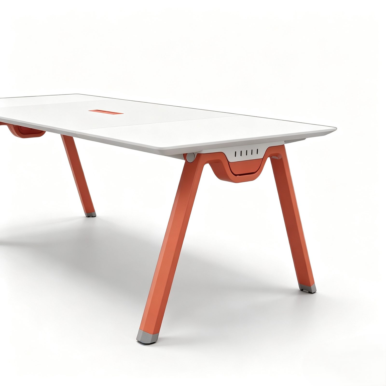 Conference Table with Beveled Edges & Fabric-Textured Tabletop, E0 Eco Board, Steel Legs & Built-in Outlets detail 1