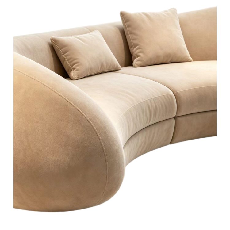 New Style Designer Simple Cream Living Room Sofa Special-Shaped Semi-Circular Moon Lamb Velvet Fabric Sponge Filling Set detail 2