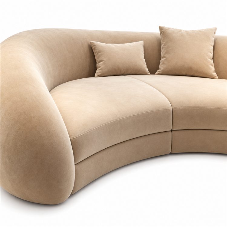 New Style Designer Simple Cream Living Room Sofa Special-Shaped Semi-Circular Moon Lamb Velvet Fabric Sponge Filling Set detail 4