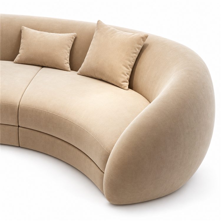 New Style Designer Simple Cream Living Room Sofa Special-Shaped Semi-Circular Moon Lamb Velvet Fabric Sponge Filling Set detail 5