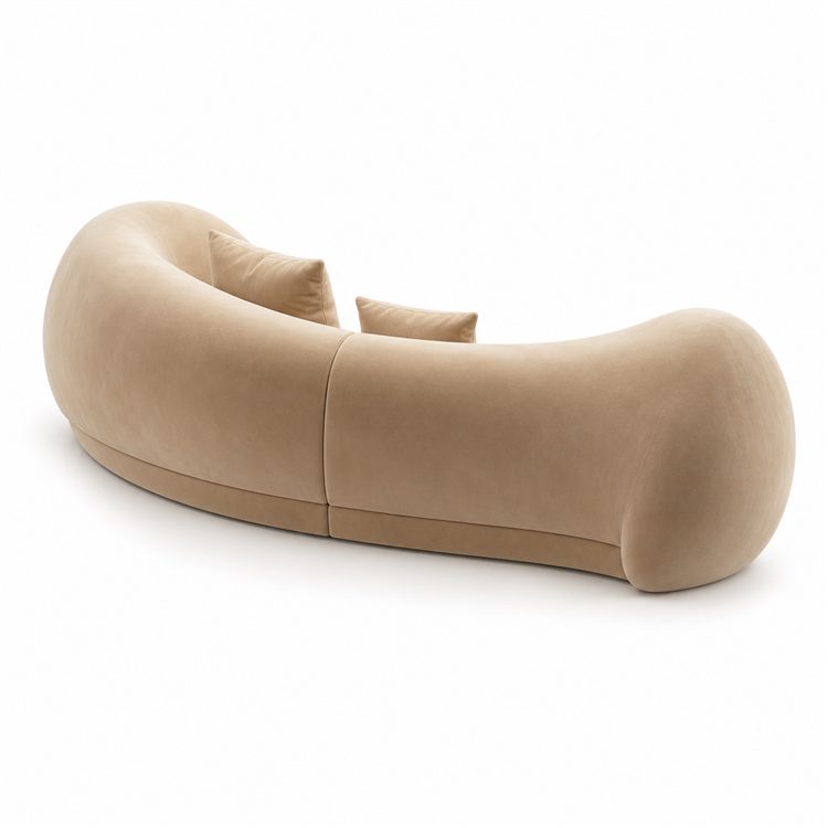 New Style Designer Simple Cream Living Room Sofa Special-Shaped Semi-Circular Moon Lamb Velvet Fabric Sponge Filling Set detail 6
