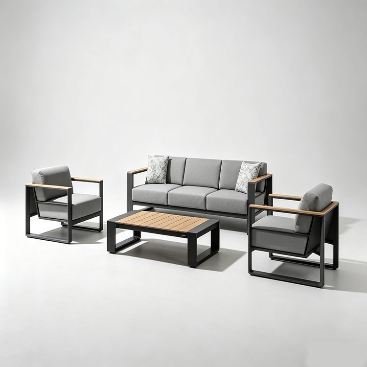 Modern Cast Aluminum Outdoor Patio Furniture Set with Comfortable Waterproof Cushions for Garden Courtyard & Hotel/Park Use detail 1