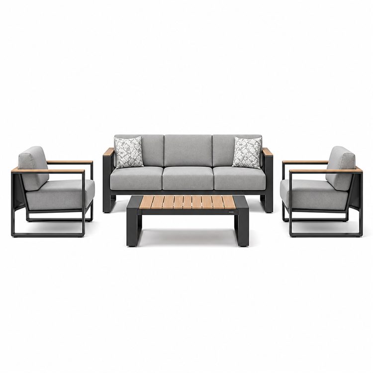 Modern Cast Aluminum Outdoor Patio Furniture Set with Comfortable Waterproof Cushions for Garden Courtyard & Hotel/Park Use detail 2