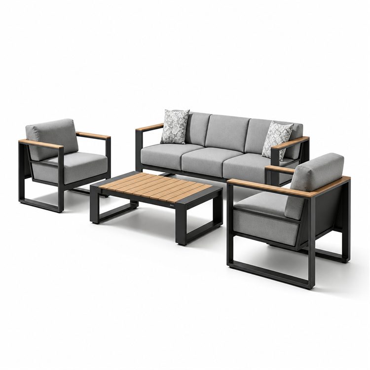 Modern Cast Aluminum Outdoor Patio Furniture Set with Comfortable Waterproof Cushions for Garden Courtyard & Hotel/Park Use detail 5