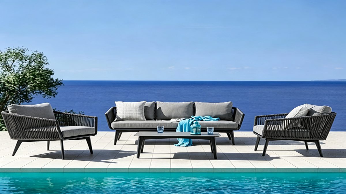 Contemporary Hot Sale Outdoor Garden Furniture Aluminum Sofa Set Series Simple Modern Woven Rope Sofa Set for Home and Hotel detail 5