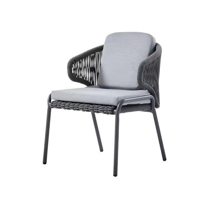 Luxury Modern 4-Person Outdoor Dining Table and Chair Set with Aluminum Frame and Rope for Patio or Garden detail 1