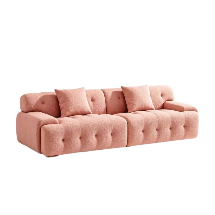 Stylish Pink Tufted Modern Sofa Sponge Couch for Hotel Lobby Minimalist Design Premium Furniture detail 1