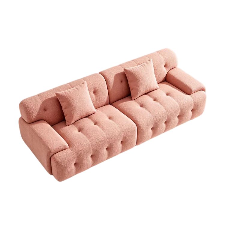 Stylish Pink Tufted Modern Sofa Sponge Couch for Hotel Lobby Minimalist Design Premium Furniture detail 4