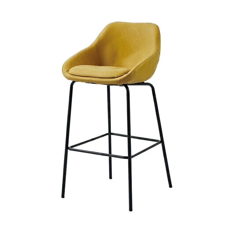 Whole Sale Price High-density Foam Seat Bistro bar Stool Steel Legs bar Chairs Leather Colorful for Office Pantry detail 1