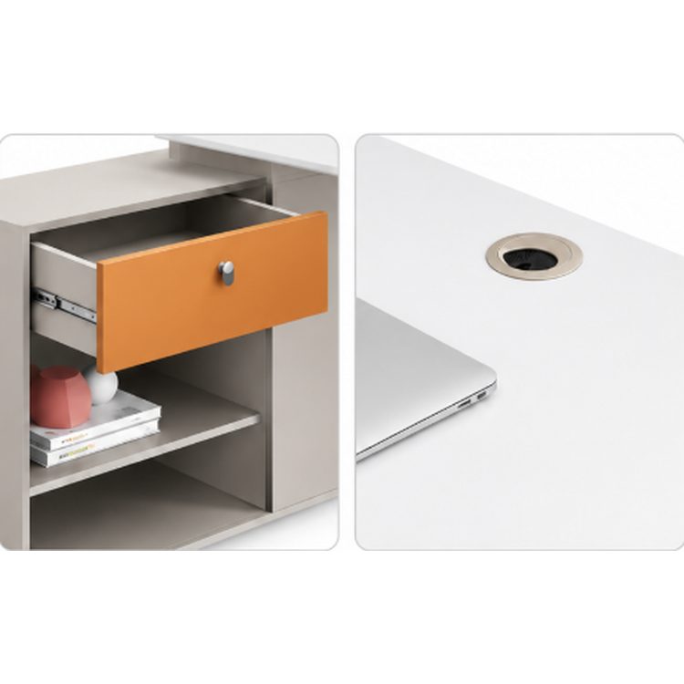 Office Cubicle Workstation Work Computer Desk Modern Wooden Employee Seat Partition Luxury Executive White Table Furniture Set detail 3