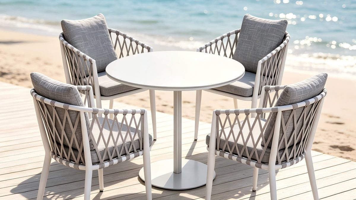 Modern Outdoor Dining Sofa Set Aluminum Frame+PE Rattan Chairs Weather Resistant Table Villa Courtyard Patio Garden detail 6