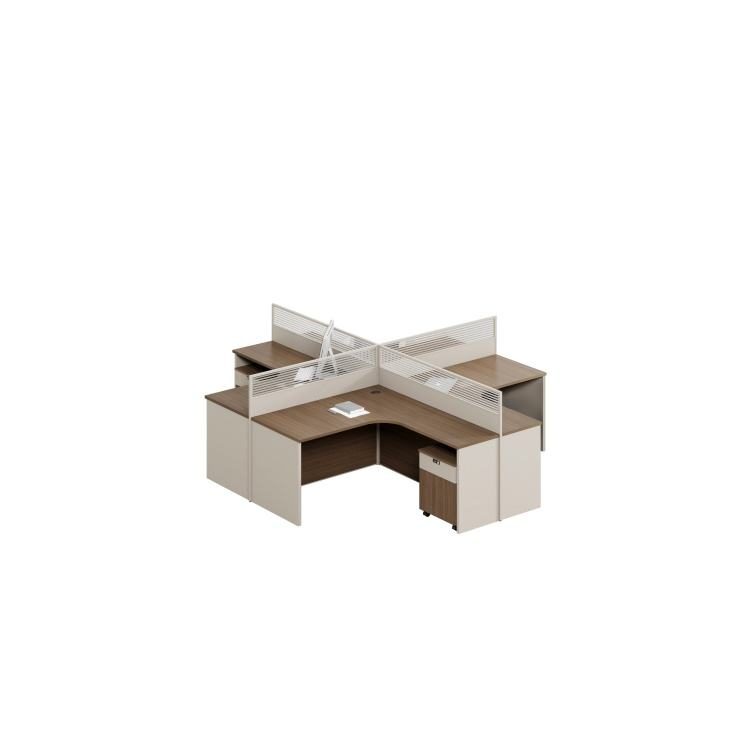 Contemporary Wooden Office Staff Desk Modern Computer Desk with Boot Screen Privacy Table Workstation Panel Wood Style detail 1