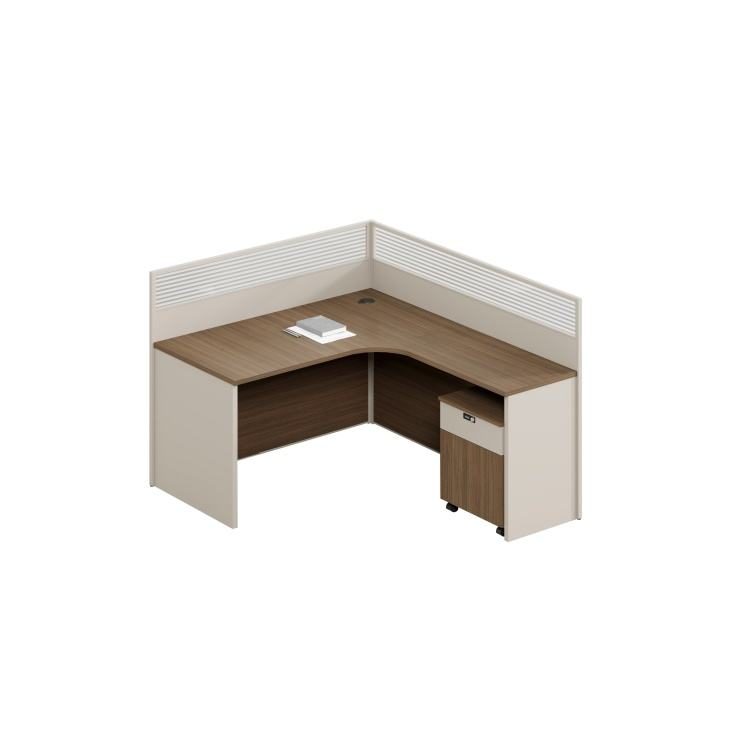 Contemporary Wooden Office Staff Desk Modern Computer Desk with Boot Screen Privacy Table Workstation Panel Wood Style detail 2