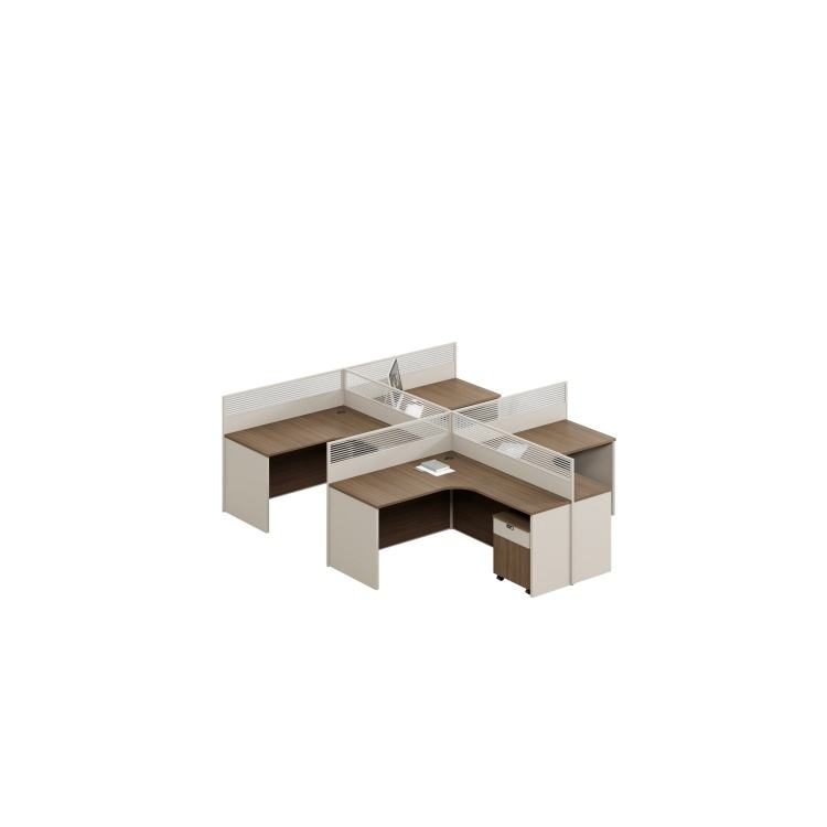 Contemporary Wooden Office Staff Desk Modern Computer Desk with Boot Screen Privacy Table Workstation Panel Wood Style detail 3