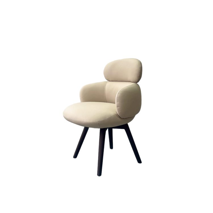 Latest Design Elegant Armrest Genuine Leather Dining Chair with Ash Solid Wood Legs Factory Indoor Kitchen Restaurant Upholstery detail 2