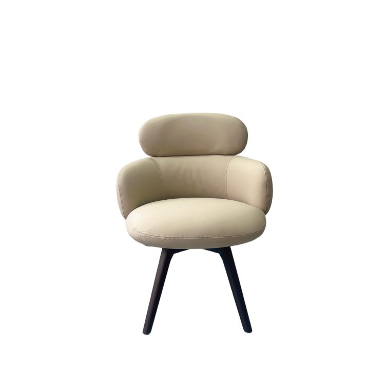 Latest Design Elegant Armrest Genuine Leather Dining Chair with Ash Solid Wood Legs Factory Indoor Kitchen Restaurant Upholstery detail 4