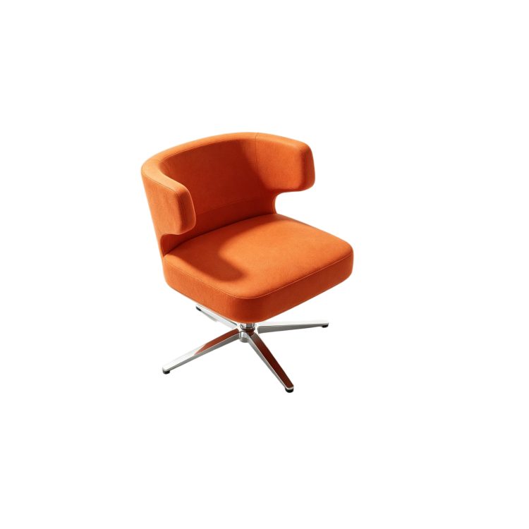 Modern Nordic Swivel Revolving Visitor Negotiation Chair with Aluminum Alloy Frame and Wood Backrest for Hotel Lobby Reception detail 4
