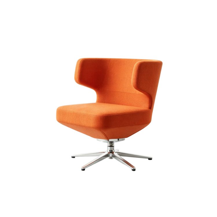 Modern Nordic Swivel Revolving Visitor Negotiation Chair with Aluminum Alloy Frame and Wood Backrest for Hotel Lobby Reception detail 5