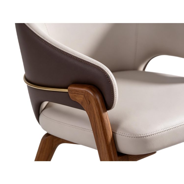 Modern Restaurant Dining Chair Round Table Set Luxury Wooden Leather Dining Chairs Commercial Cafe Hotel Bistro Furniture detail 3