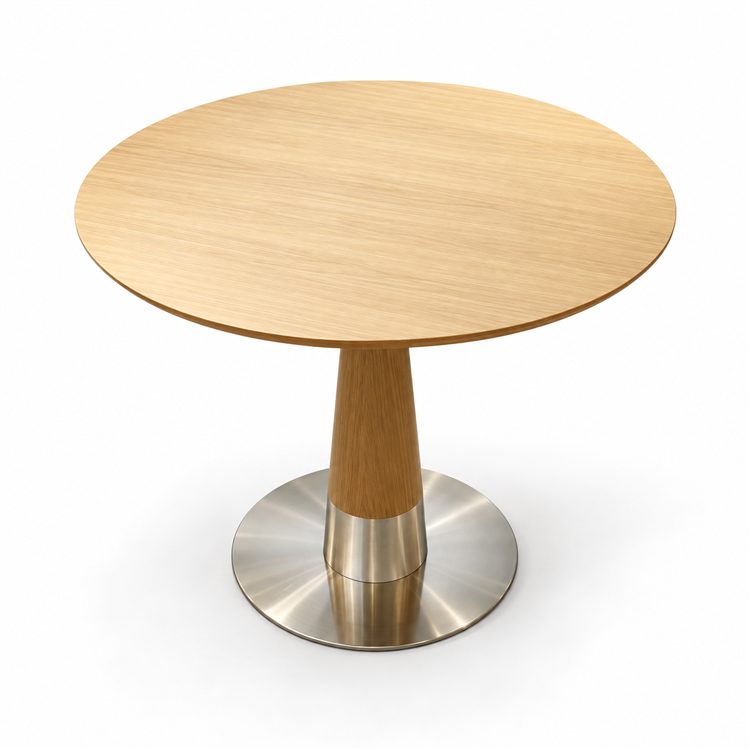 Premium Modern Round Extendable Dining Table Chair Set Black Walnut Top Metal Legs 6-Seater Home Furniture detail 2