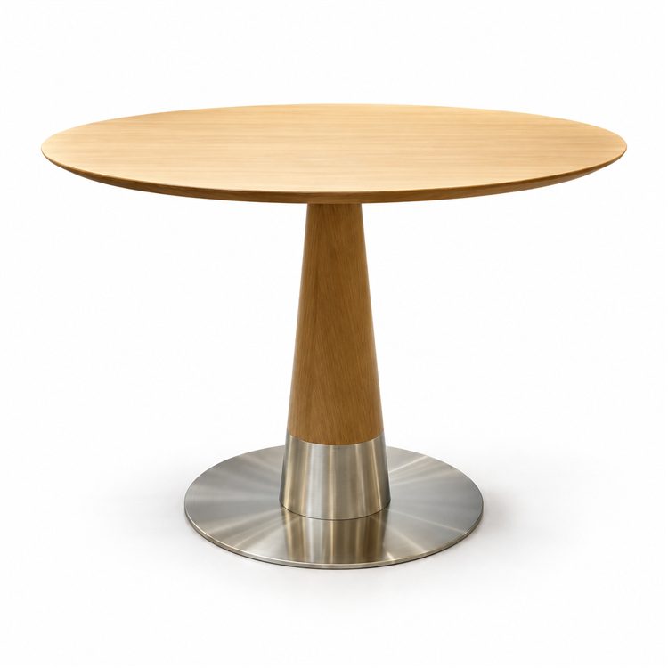 Premium Modern Round Extendable Dining Table Chair Set Black Walnut Top Metal Legs 6-Seater Home Furniture detail 3