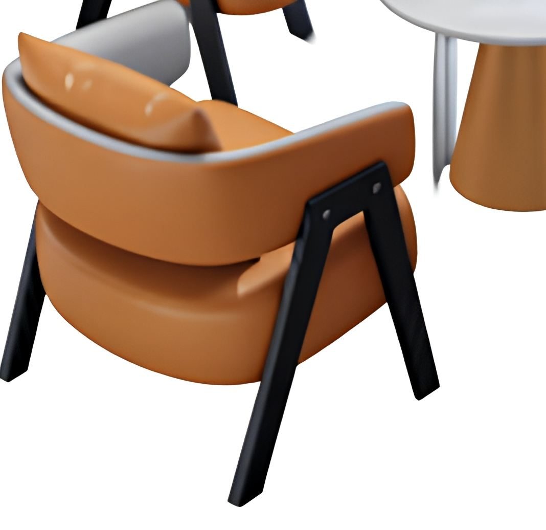 Leisure Chair with Leather Upholstery, Molded Panel & High-Density Cotton, Black Metal Legs detail 3