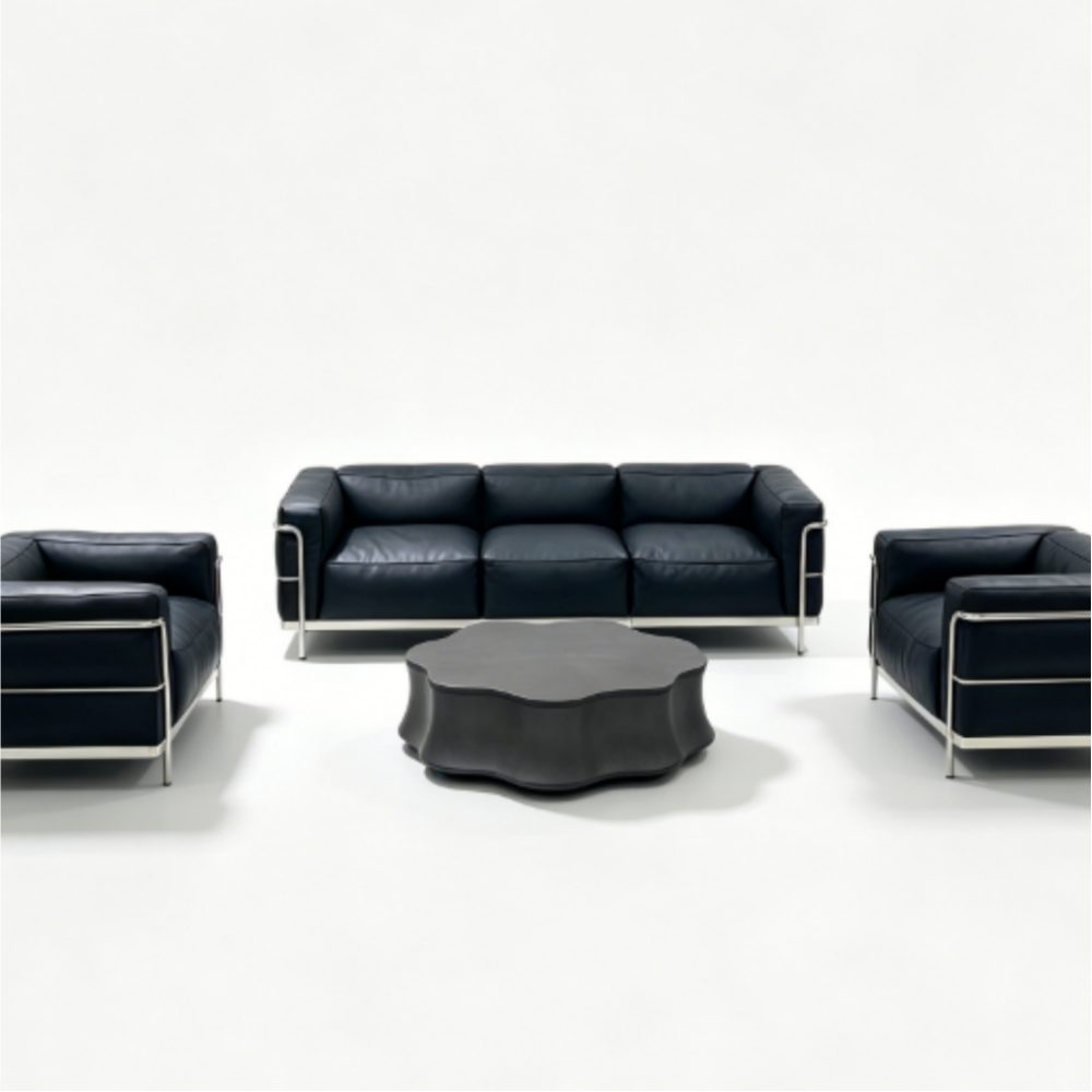 High-End Leather Office Sofa Set-Modern Design Stainless Steel Frame High Rebound Sponge Adjustable Height for Home Office detail 4