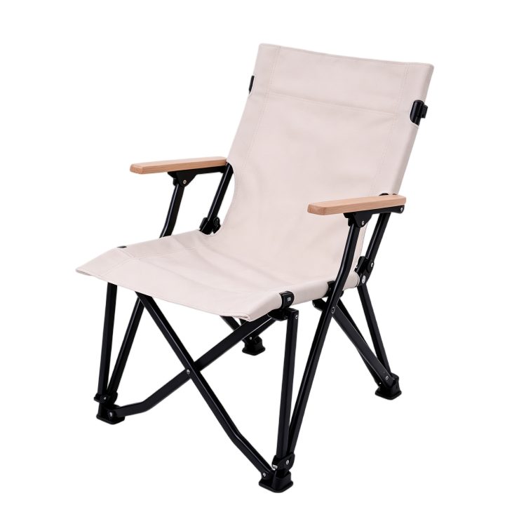Portable Small Size Folding Lounge Chair Beech Armrest Carbon Steel Frame Waterproof Oxford Seat Camping Beach Fishing detail 2