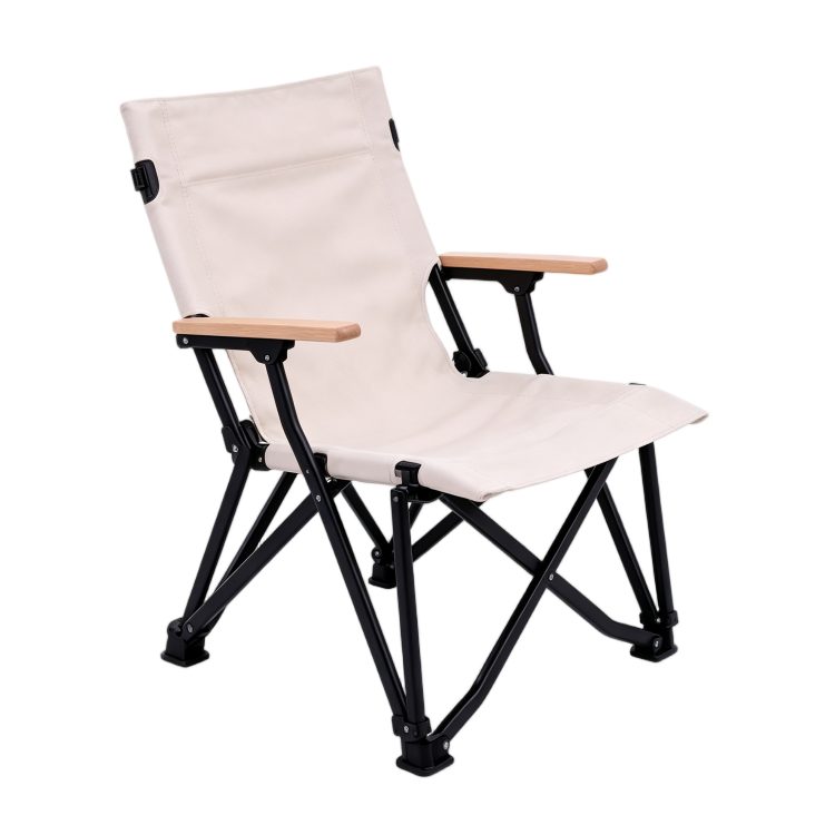 Portable Small Size Folding Lounge Chair Beech Armrest Carbon Steel Frame Waterproof Oxford Seat Camping Beach Fishing detail 3