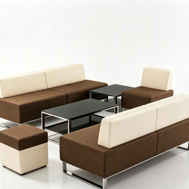 Modern Office Reception Sofa Iron Base Modular Corner Comfortable Settee Leather Sofa Set Commercial detail 1