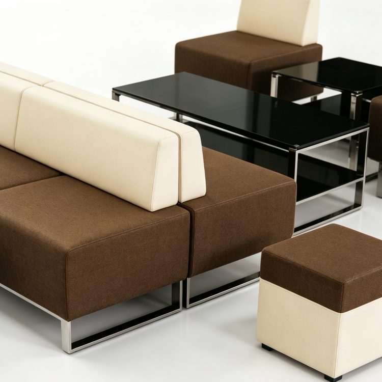 Modern Office Reception Sofa Iron Base Modular Corner Comfortable Settee Leather Sofa Set Commercial detail 2