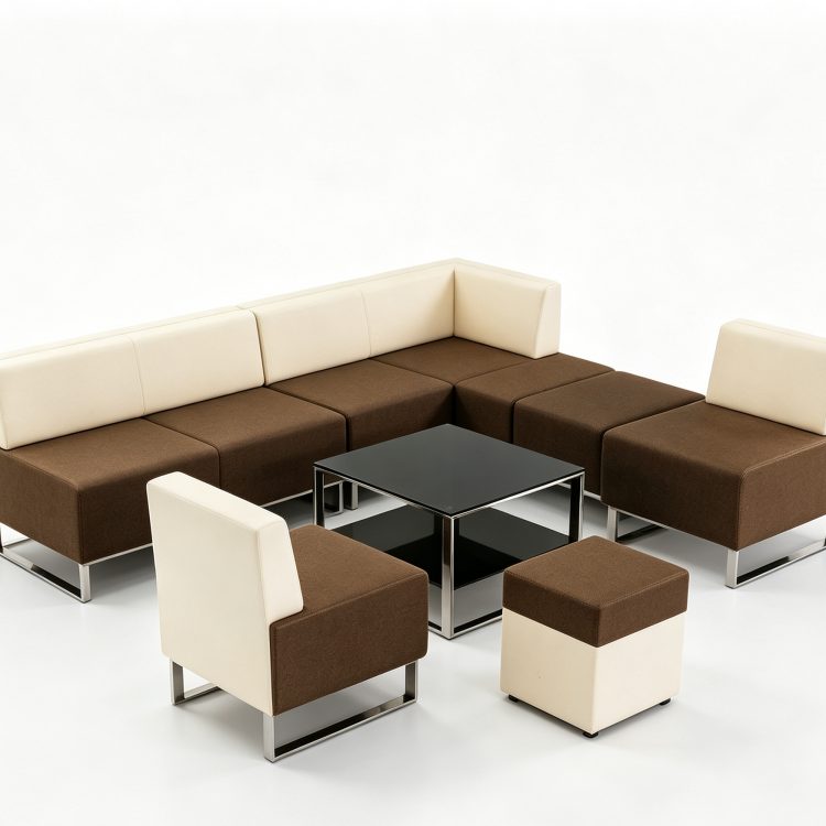 Modern Office Reception Sofa Iron Base Modular Corner Comfortable Settee Leather Sofa Set Commercial detail 3