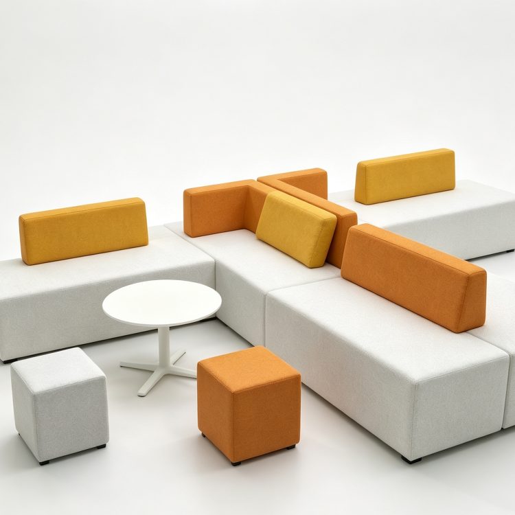 Modern Easy Clean Office Leisure Training Institution Reception Simple Creative Corner Guest Lounge Wood Customizable Long Sofa detail 1