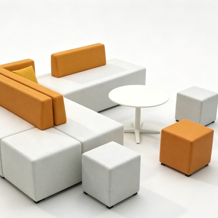 Modern Easy Clean Office Leisure Training Institution Reception Simple Creative Corner Guest Lounge Wood Customizable Long Sofa detail 2