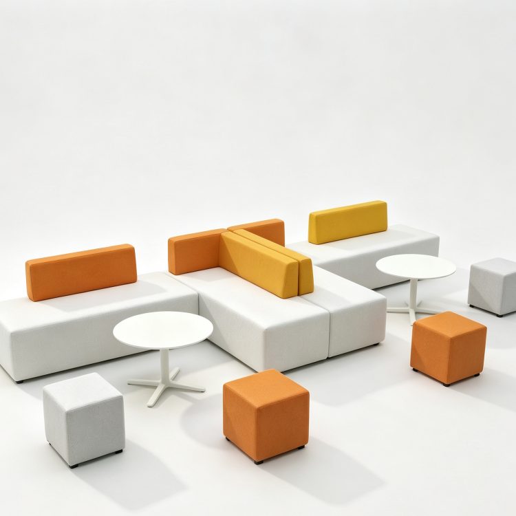 Modern Easy Clean Office Leisure Training Institution Reception Simple Creative Corner Guest Lounge Wood Customizable Long Sofa detail 3