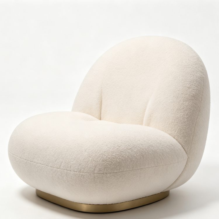 Modern Minimalist Beanbag Sofa Single-seat Cloud Chair High-Density Sponge Fill Rotation Living Room Bedroom Snow detail 2