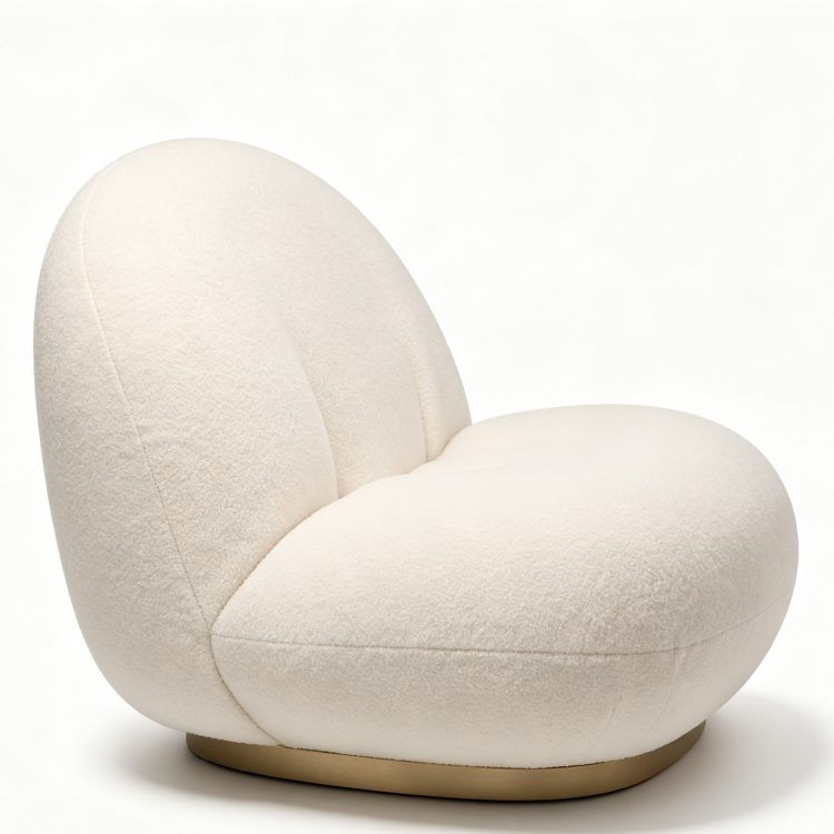 Modern Minimalist Beanbag Sofa Single-seat Cloud Chair High-Density Sponge Fill Rotation Living Room Bedroom Snow detail 3