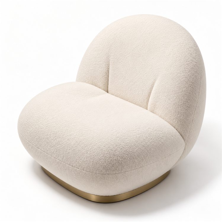 Modern Minimalist Beanbag Sofa Single-seat Cloud Chair High-Density Sponge Fill Rotation Living Room Bedroom Snow detail 6