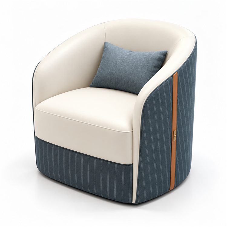 High Quality Modern Swivel Chair White Sofa for Living Room Vintage Leather Single Sofa detail 5