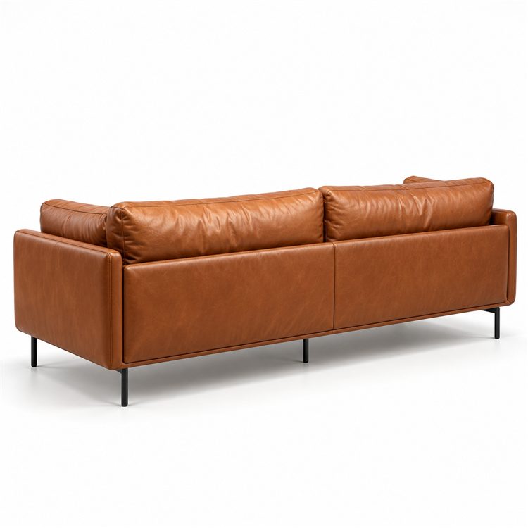 Embrace Genuine Leather Three Seat Sofa with Full Head Layer Cowhide and Sponge Filling French Design detail 2