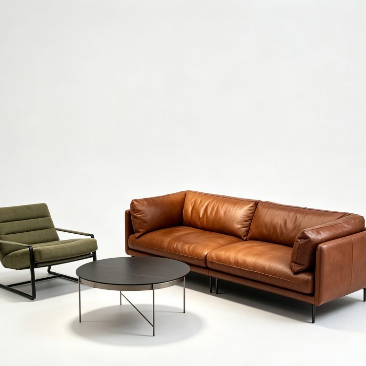 Embrace Genuine Leather Three Seat Sofa with Full Head Layer Cowhide and Sponge Filling French Design detail 4