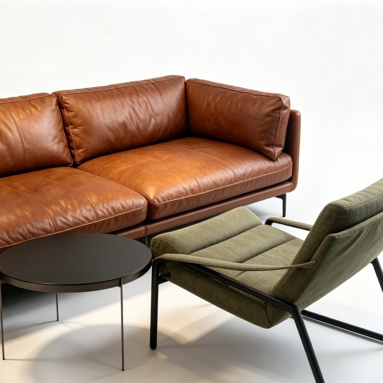 Embrace Genuine Leather Three Seat Sofa with Full Head Layer Cowhide and Sponge Filling French Design detail 6