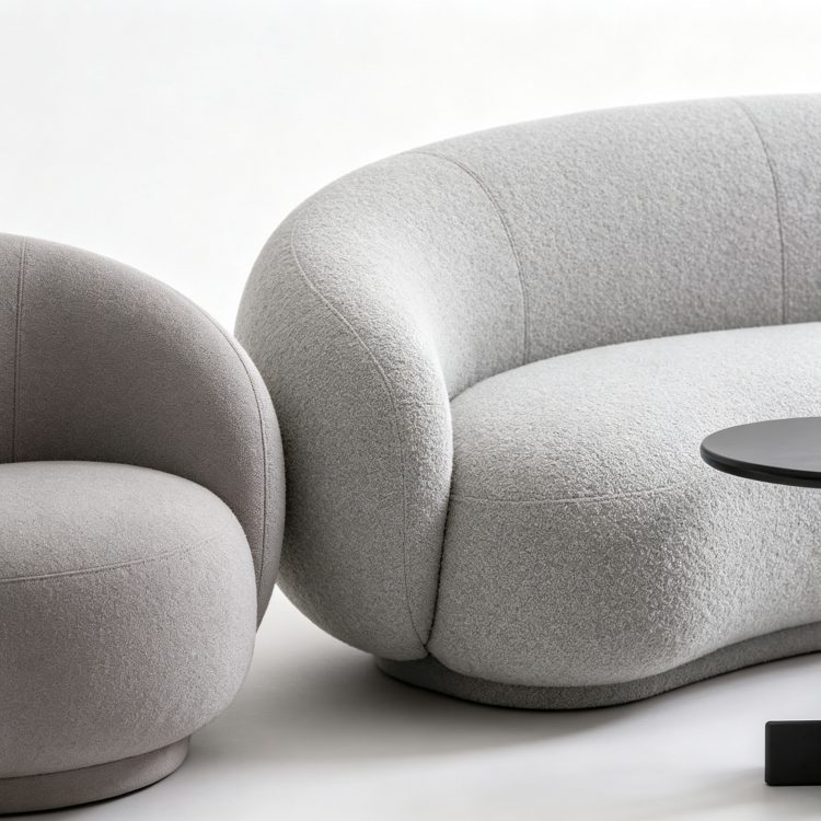 Nordic Modern Arc Three-seat Sofa Combination Office Lamb Wool Studio Reception Sofa Coffee Table Sofa Set Single detail 4