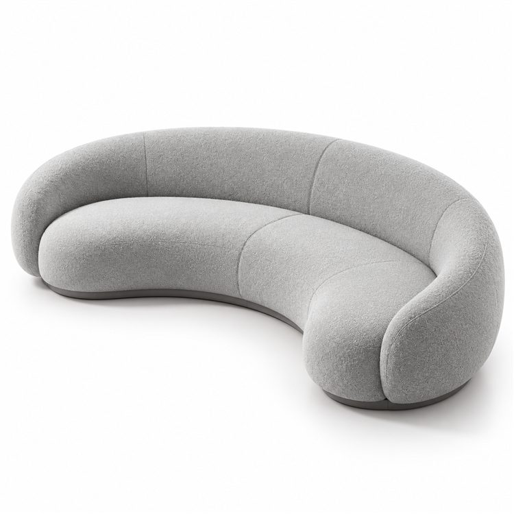Nordic Modern Arc Three-seat Sofa Combination Office Lamb Wool Studio Reception Sofa Coffee Table Sofa Set Single detail 6