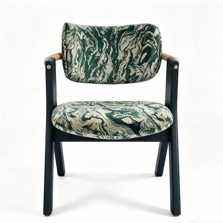 Modern Wooden Dining Chair Fabric Upholstered Ash Wood Frame Restaurant Seating Commercial Cafe Living Room detail 1