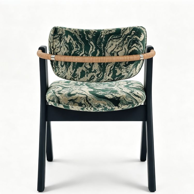 Modern Wooden Dining Chair Fabric Upholstered Ash Wood Frame Restaurant Seating Commercial Cafe Living Room detail 3