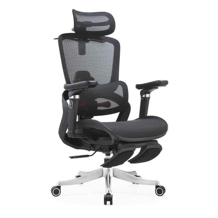 Commercial Executive Mesh Chair 5D Armrest Swivel Recliner Adjustable Tilt Lock With Footrest detail 1