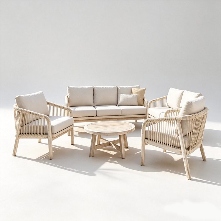 Modern Teak Wood Outdoor Sofa Set for Hotel and Exterior Use Garden Furniture detail 1